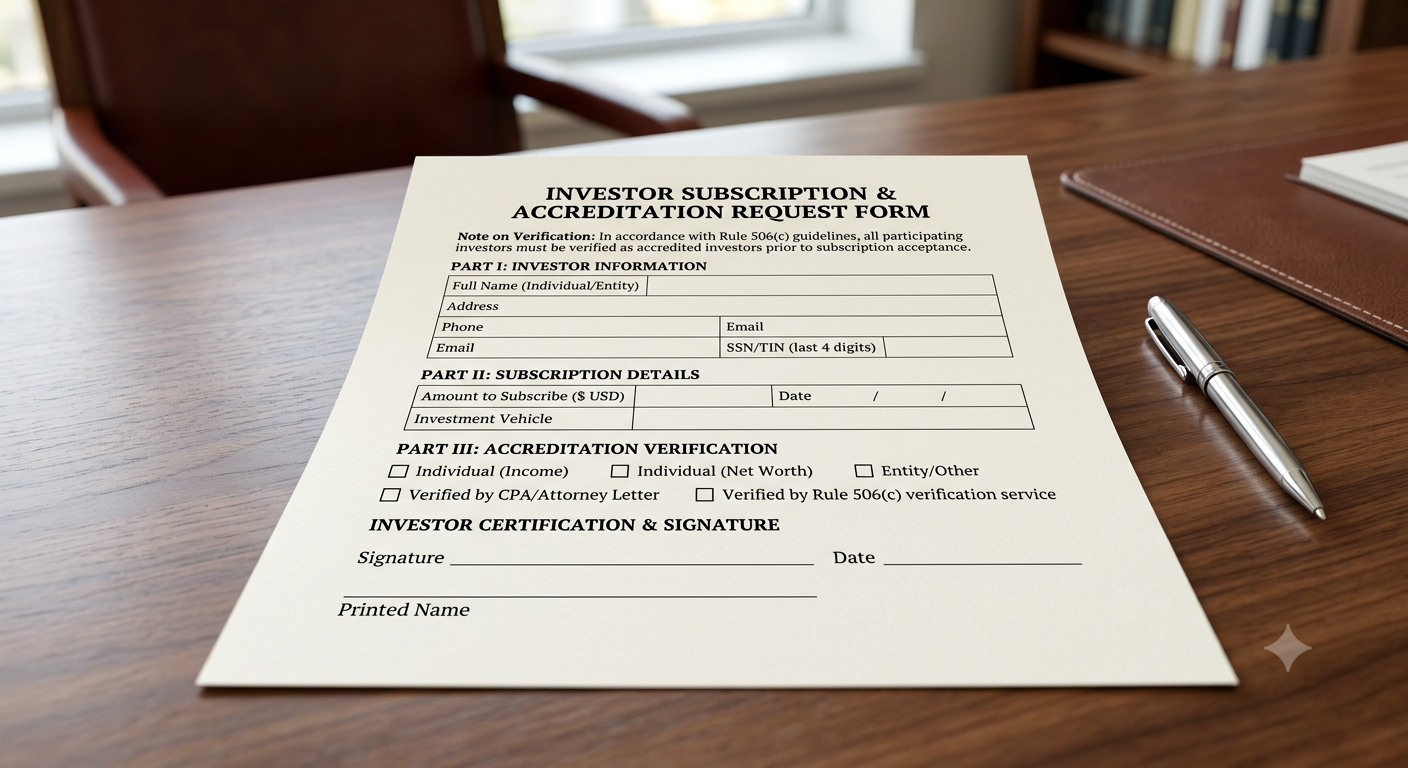 Investor Subscription & Accreditation Request Form